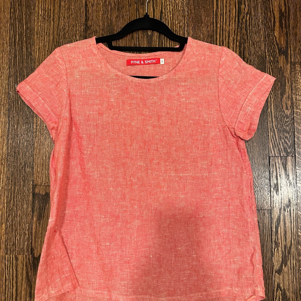 Pyne & Smith Coral Linen Top XS
